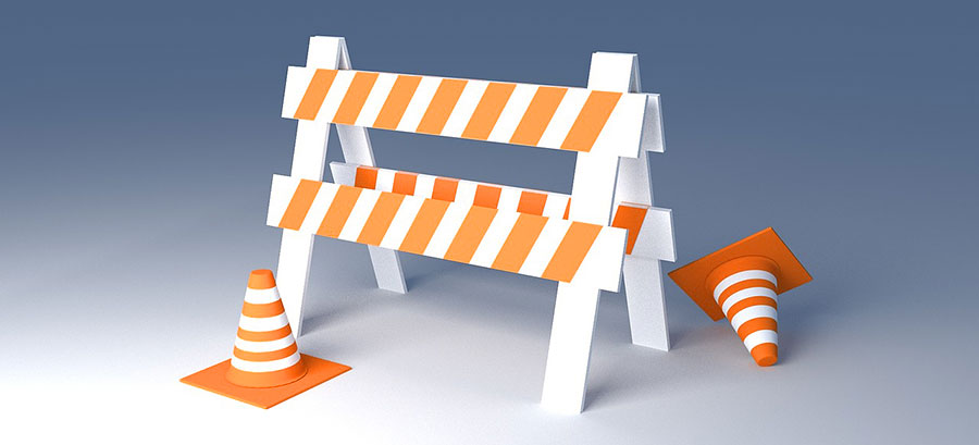 illustration of a traffic blockade and traffic cones